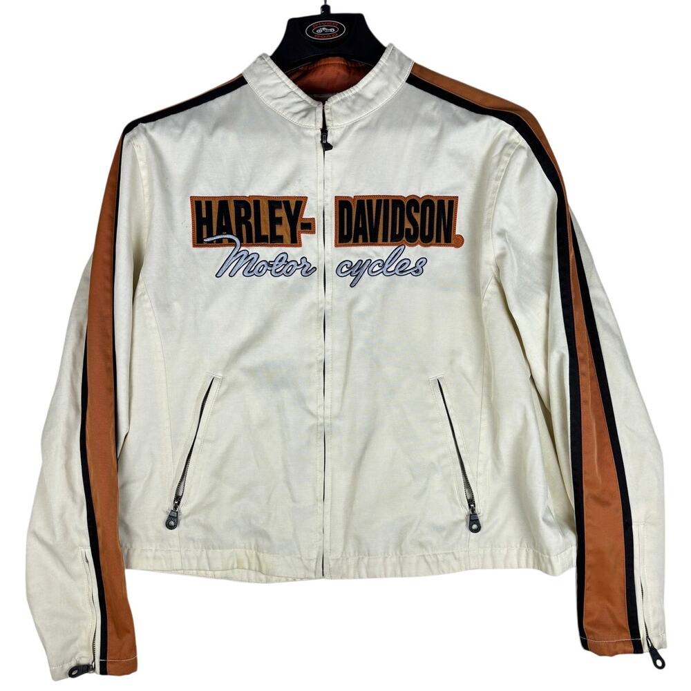 Harley Davidson women's full zip off white/yellow lightweight jacket size XX L